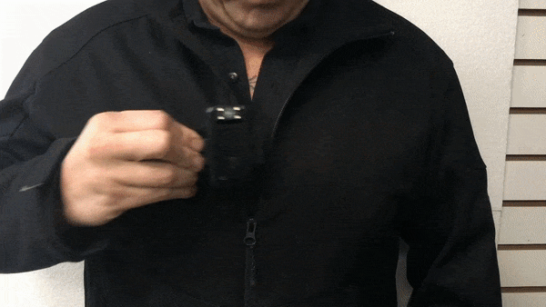 Venture bodycam versatile feature being clipped to clothes GIF